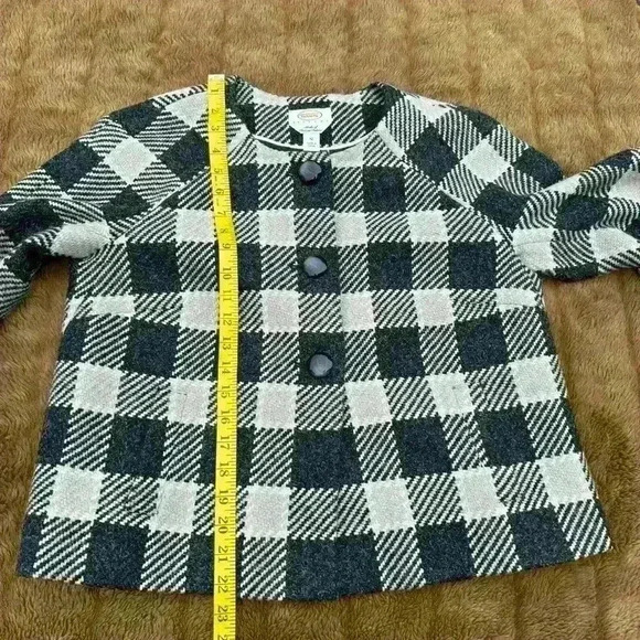 Talbots 12 Wool Blend Gingham Plaid Cape Blazer Italian Fabric Career Office - Picture 7 of 9